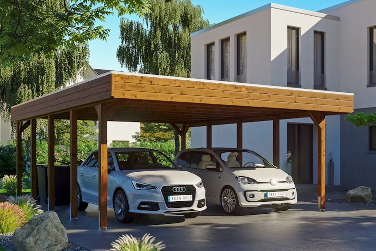 Skan Holz Friesland - Flachdach Doppelcarport Profil - Breite 557 cm Nadelholz