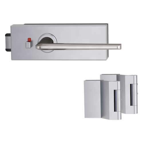 Griffwerk PURISTO S -Edelstahl matt Ganzglastürbeschlagset -3-teiliger Bandsatz -mit Griff REMOTE -SG -smart2lock