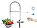 Vorschaubild 4 Wege Wasserhahn Küchenarmatur, FC, mit 360° schwenkbarem Auslauf, abnehmbare 2 strahl Handbrause, Verchromt / Grau
