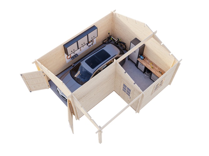 Palmako Garage Roger 21,9+5,2 m² - 44 mm - mit Holztor