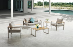 Garden Pleasure Lounge-Set FLORENCE, Aluminium Champagner / Nonwood / Kissen 100 % Polyester Beige