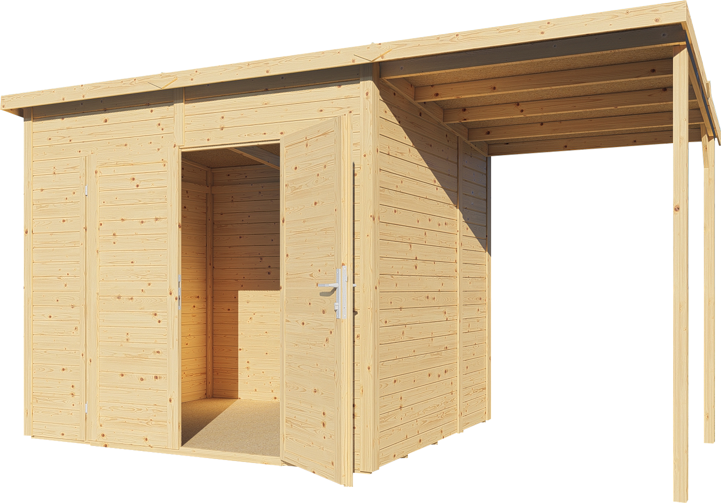 Bertilo Element-Gartenhaus Timmo 4 Plus inkl. Anbaudach - 19 mm