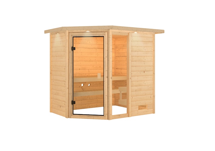 Karibu Woodfeeling Sauna Jada - 38 mm Massivholz Aktionssauna inkl. gratis Sauna-Zubehörset im Wert von 234,94 €