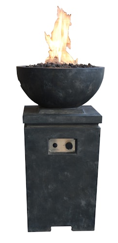 Gardenforma Gas Feuerstelle Kupe, Beton-Optik dunkelgrau, aus Faserbeton