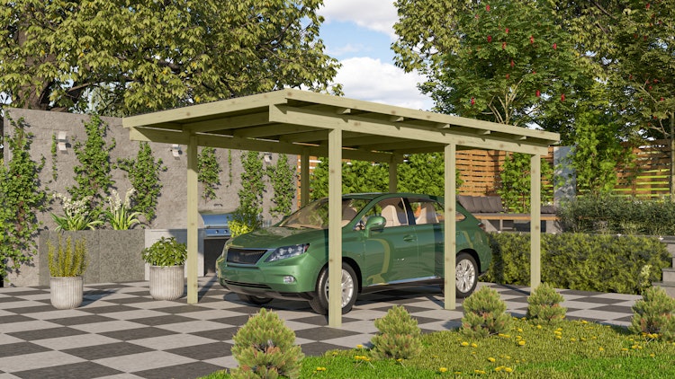 Karibu Carport Einzelcarport Eco 1/2 - kesseldruckimprägniert