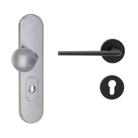 Griffwerk TITANO Kombi SB_882 ES1 (S2) -Edelstahl matt Kombi-Schutzbeschlag -Knopf/Drücker -mit Griff REMOTE -GSC -rund -L -ZA, 72mm -TS 38-50