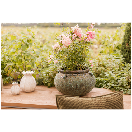 Vosteen Design Blumentopf / Pflanzgefäß Terrakotta grün ø 40 cm x H 27 cm