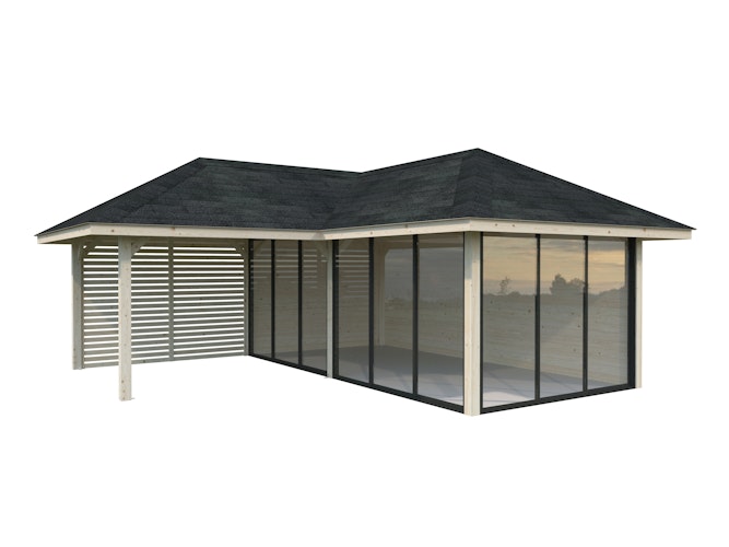 Palmako Pavillon Bianca 24,9 m² Set 514 Slide Plus mit Isolierglas-Schiebetüren