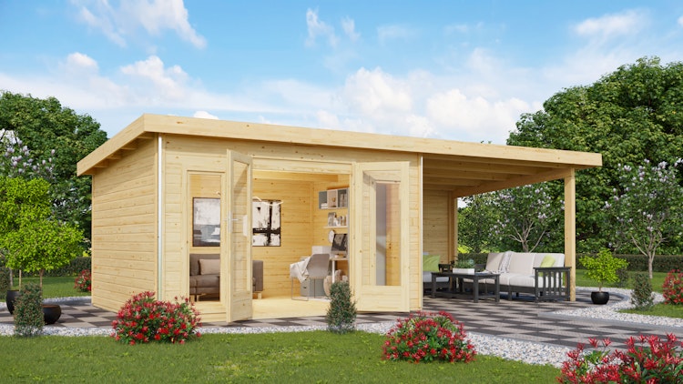 Karibu Premium Gartenhaus Radeburg 2 - 40 mm (Homeoffice-Gartenhaus)