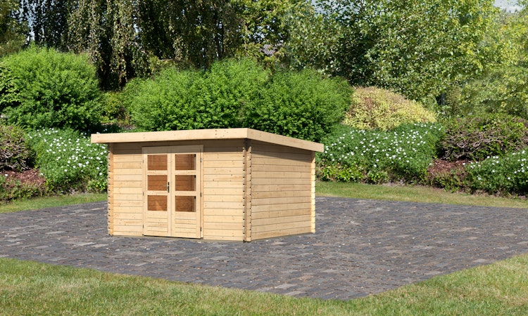 Karibu Woodfeeling Gartenhaus Bastrup 7 naturbelassen - 28 mm