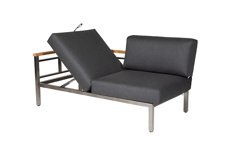 Diamond Garden Lounge-Set GOMERA Sun & Rain, Edelstahl / Teak /Tuvatextil (100 % Polyacryl) Schwarz/Silber