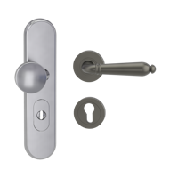 Griffwerk Kombi-Schutzbeschlag TITANO SB_882 mit Griff CAROLA 72mm Zylinderabdeckung Tür 38-50mm CAROLA Kaschmirgrau