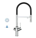 Vorschaubild 4 Wege Wasserhahn Küchenarmatur, BOD, mit 360° schwenkbarem Auslauf, abnehmbare 2 strahl Handbrause, Verchromt / Schwarz