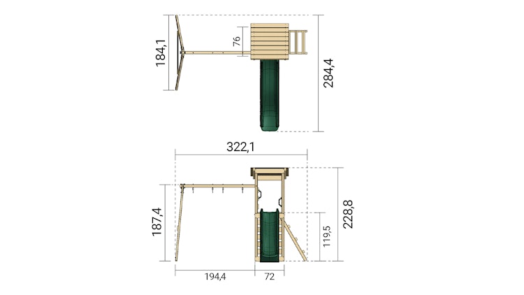 Rebo Spielturm Neapel inkl. Doppelschaukel, Rutsche und Kletterwand - by Weka