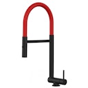 Vorschaubild Wasserhahn Vorfenster Küchenarmatur, Umklappbar 4,5 CM, mit 360° schwenkbarem Auslauf, abnehmbare 2 strahl Handbrause, Schwarz Matt / Rot