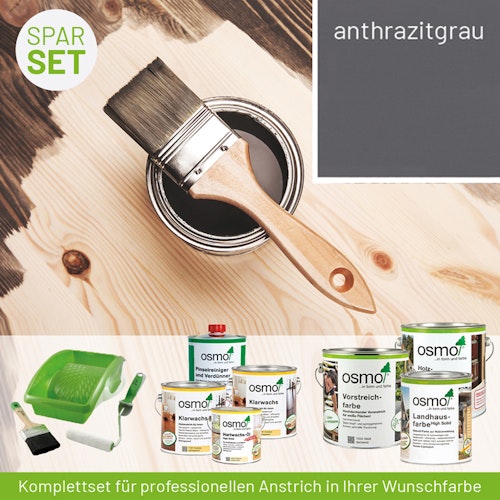 Innen- und Außenanstrich Komplettset für Gartenhäuser von 5 bis 10 m² Grundfläche (Deckfarbe)