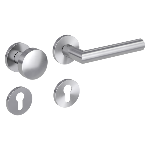 Griffwerk Wechselgarnitur VAYA 128 LUCIA fast2fix Fast2Fix GK3 Rosetten rund Knopf R2 Edelstahl matt R