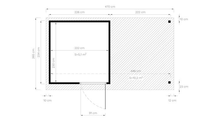 Bertilo Gartenhaus Pentus 2 Lounge inkl. Anbaudach - 19 mm