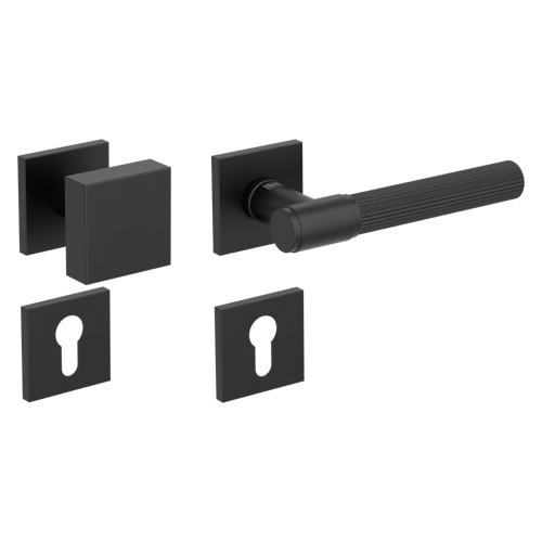 Griffwerk Wechselgarnitur VAYA 136 ARIS fast2fix Fast2Fix Rosetten eckig Knopf SQUARE Graphitschwarz R