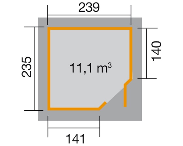 Weka 21 mm Gartenhaus 229 A Eckhaus inkl. moderner Design-Einzeltür