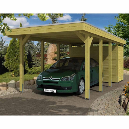 Skan Holz Carport Friesland 314x708 cm inkl. Abstellraum Sparset 2