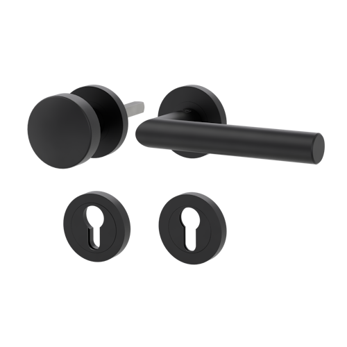 Griffwerk Wechselgarnitur LUCIA PROF Schraubtechnik FS Rosetten rund Knopf R2 38-50mm Graphitschwarz R