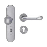 Griffwerk TITANO Kombi SB_882 ES1 (S2) -Edelstahl matt Kombi-Schutzbeschlag -Knopf/Drücker -mit Griff ALESSIA PROF Schraubt. -EM -ZA, 72mm -TS 38-50