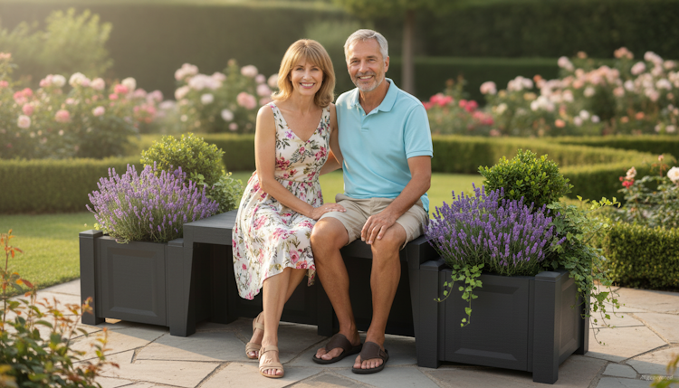 KHW Gartenbank Berlin inkl. Pflanzkästen