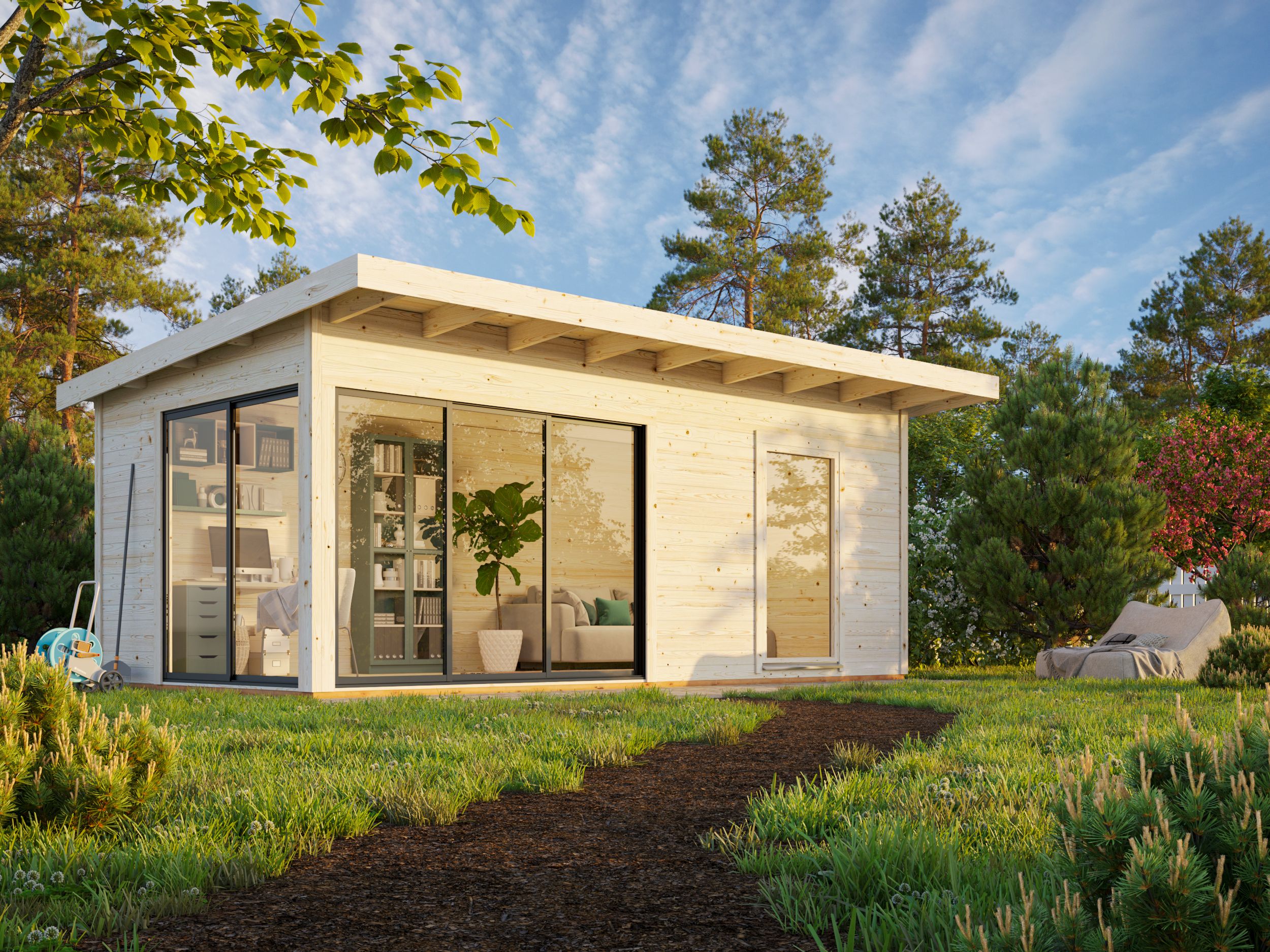 Palmako Gartenhaus Andrea 17,1 m² Slide Plus mit Isolierglas-Schiebetür - 44 mm
