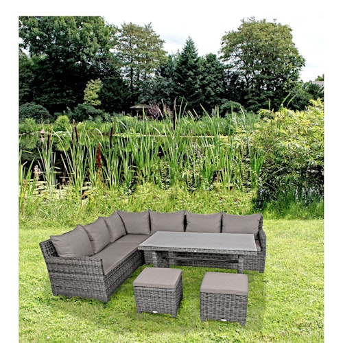 Garden Pleasure Ecklounge OVIEDO, Aluminium / Polyrattan / Kissen 100 % Polyester