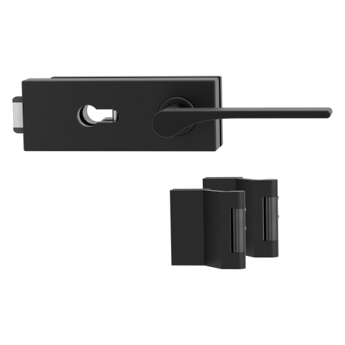 Griffwerk PURISTO S -Graphitschwarz Ganzglastürbeschlagset -3-teiliger Bandsatz -mit Griff DESM LEAF LIGHT -GSC -PZ