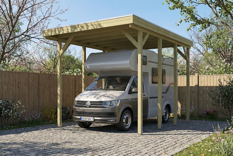 Skan Holz Friesland - Flachdach Caravan-Carport aus Nadelholz Breite 402 cm