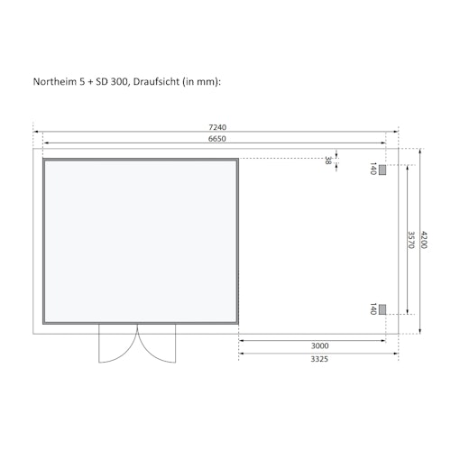 Karibu Woodfeeling Gartenhaus Northeim 5 inkl. 300 cm Schleppdach und Rückwand