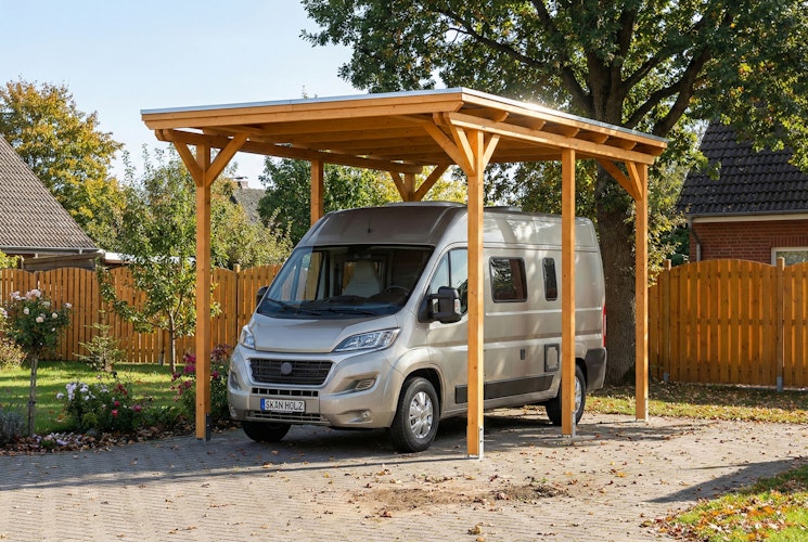 Skan Holz Emsland - Flachdach Caravan-Carport aus Leimholz Breite 402 cm