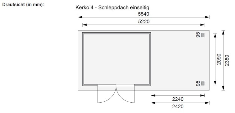 Karibu Woodfeeling Gartenhaus Kerko 3/4/5/6 mit 240 cm Schleppdach - 19 mm