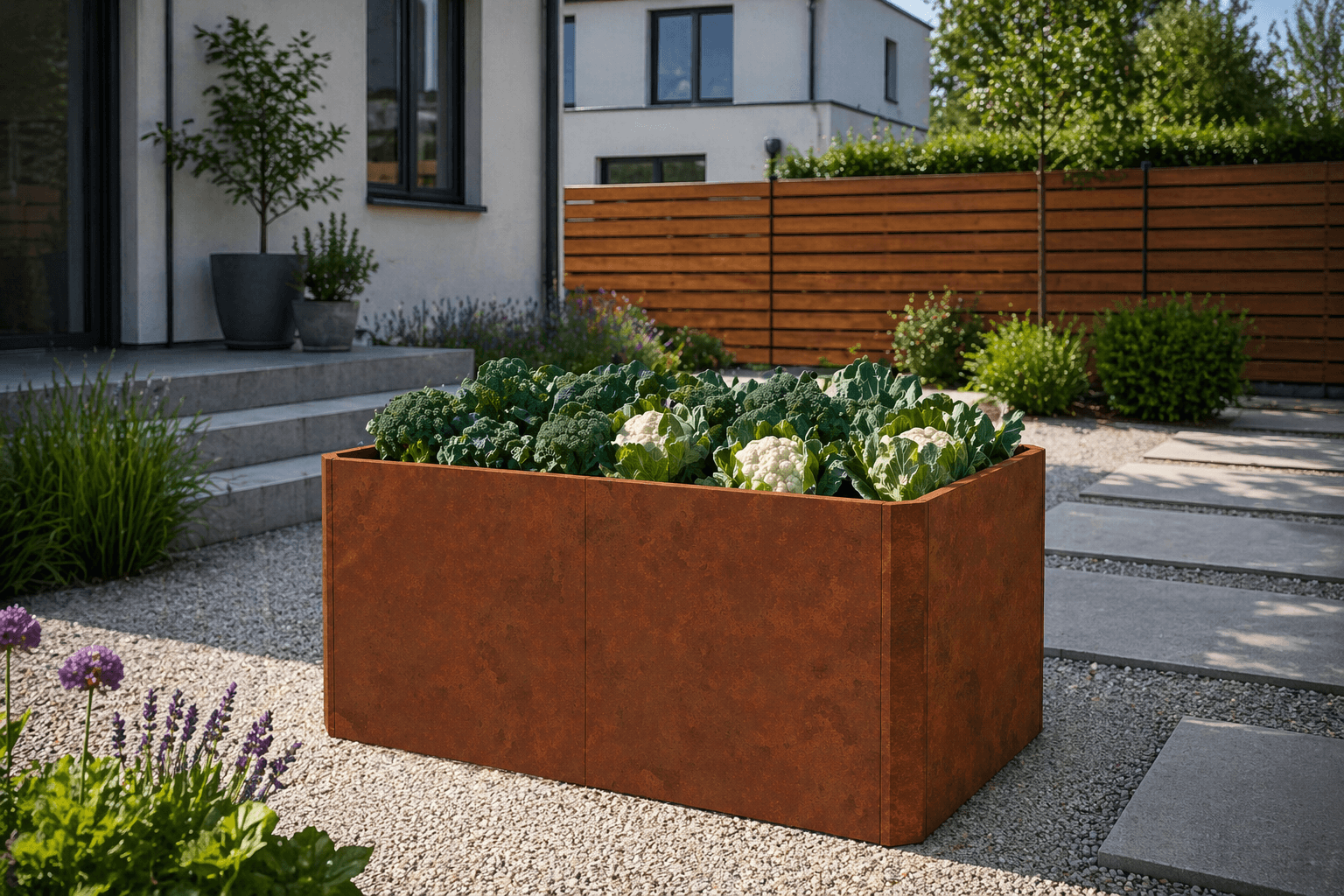 Premium Hochbeet aus Cortenstahl mit Rostpatina 160 x 80 x 75 cm