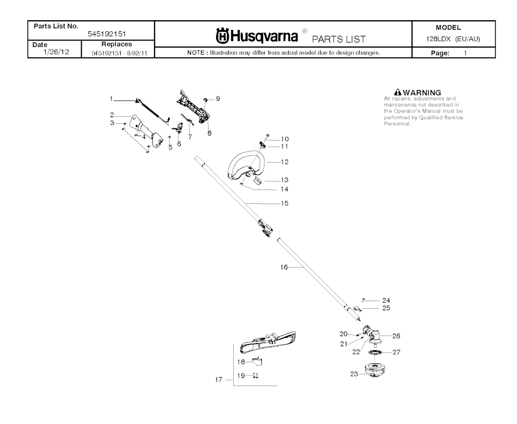 Explosionszeichnung Ersatzteile