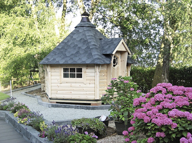 Wolff Finnhaus Grillkota 9 de luxe inkl. Grillanlage und Lapplandpaket (C)