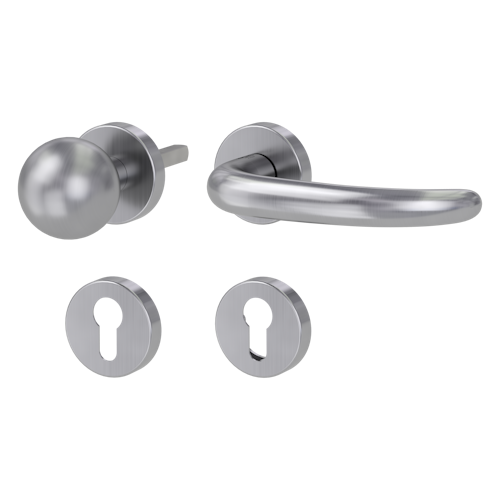 Griffwerk ULMER GRIFF Klipptechnik | DESIGN MANUFAKTUR FS Panik -Edelstahl matt  Rosettengarnitur -Klippt. R4 -WR -Stift 9mm -TS 38-50mm