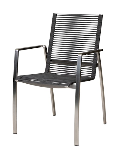 Diamond Garden Stapelstuhl ATLANTA, Edelstahl / Rope Grau / Alu-Armlehnen