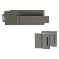 Griffwerk PURISTO S -Kaschmirgrau Ganzglastürbeschlagset -3-teiliger Bandsatz -mit Griff DESM GRAPH -EM -UV