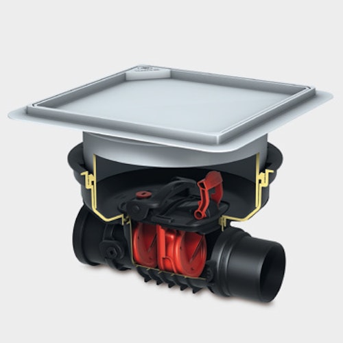 KESSEL - Rückstaudoppelverschluss für Einbau in die Bodenplatte - befliesbare Abdeckung mit Rattenschutz