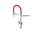 Vorschaubild 3 Wege Wasserhahn Küchenarmatur, BOD, mit 360° schwenkbarem Auslauf, abnehmbare 2 strahl Handbrause, Verchromt / Rot