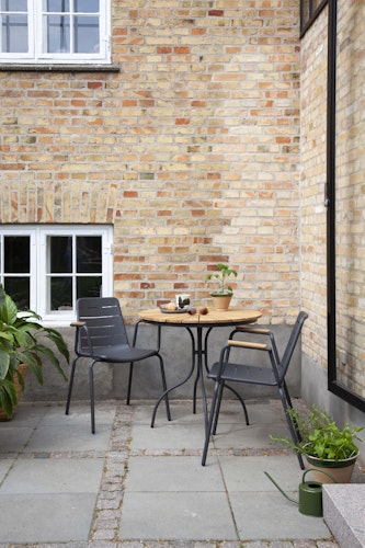 Cinas Kaffeetisch ELLEN, Ø 80 cm, Aluminium / Teak