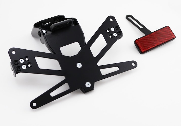 PROTECH X-SHAPE 125ccm Kennzeichenhalter SET mit Reflektor und Beleuchtung Alu & Stahl Schwarz für KAWASAKI Ninja 125, Z125