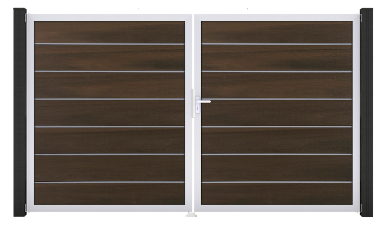 GroJa Solid Grande Premium Tor 2-flügelig 3000 x 1800 mm, Alu-Rahmen EV1