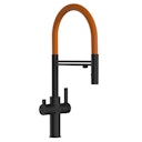 Vorschaubild 3 Wege Wasserhahn Küchenarmatur, FC, mit 360° schwenkbarem Auslauf, abnehmbare 2 strahl Handbrause, Schwarz Matt / Orange