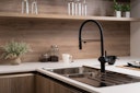 Vorschaubild 4 Wege Wasserhahn Küchenarmatur, BOD, mit 360° schwenkbarem Auslauf, abnehmbare 2 strahl Handbrause, Schwarz Matt / Schwarz
