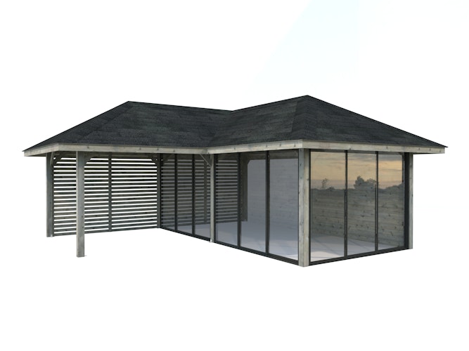 Palmako Pavillon Bianca 24,9 m² Set 514 Slide Plus mit Isolierglas-Schiebetüren