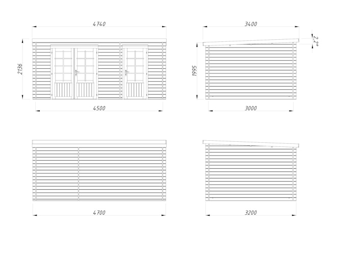 Palmako Gartenhaus Ella 13,1 m² Zweiraumhaus - 28 mm